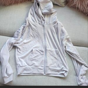 Women's Light Purple Velour Hoodie Zip Up Jacket